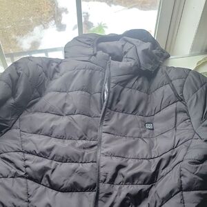 Black Quilted Battery Powered Heated Jacket